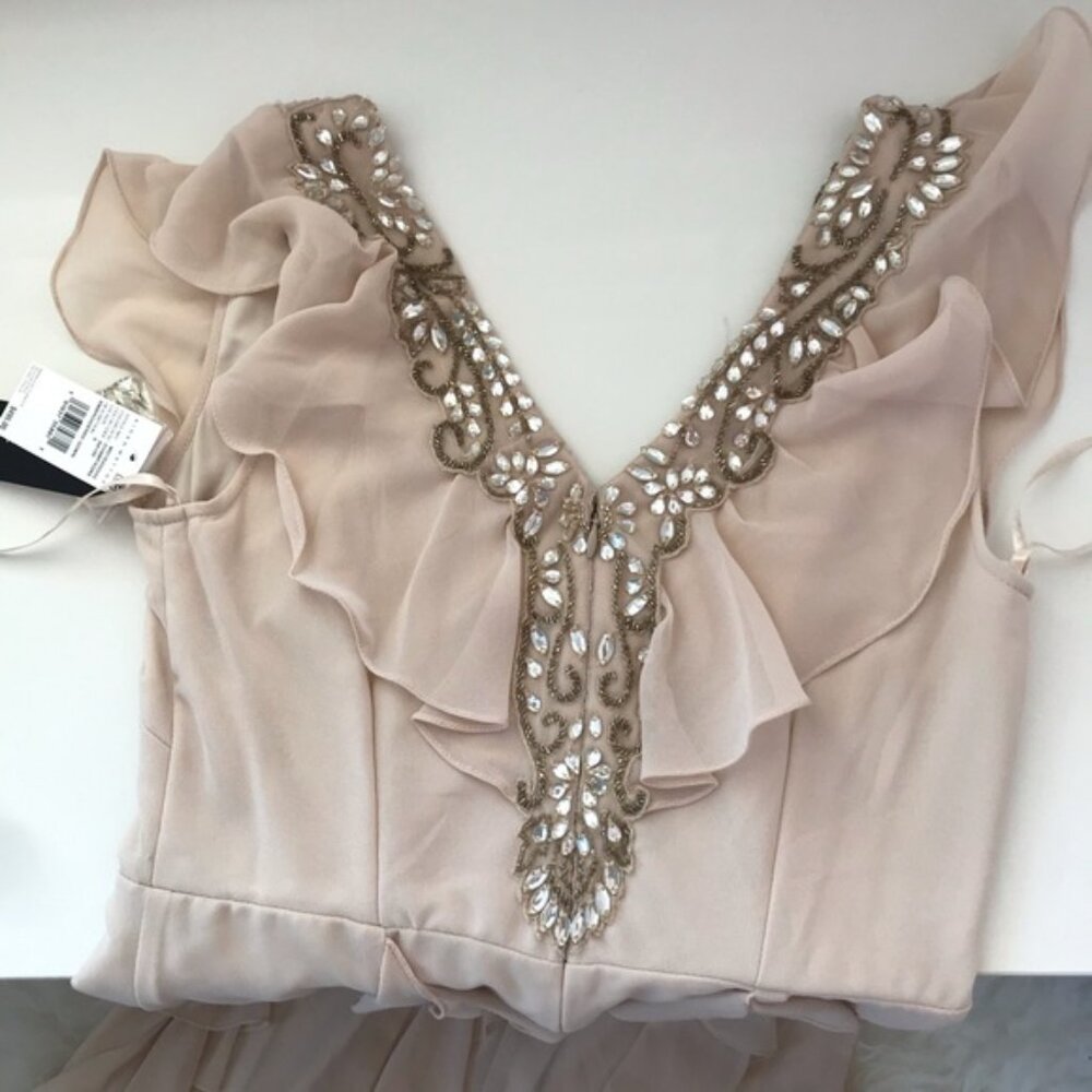 Aidan Mattox Chiffon Beaded A-Line Flutter Gown 0765 - Picture 6 of 8